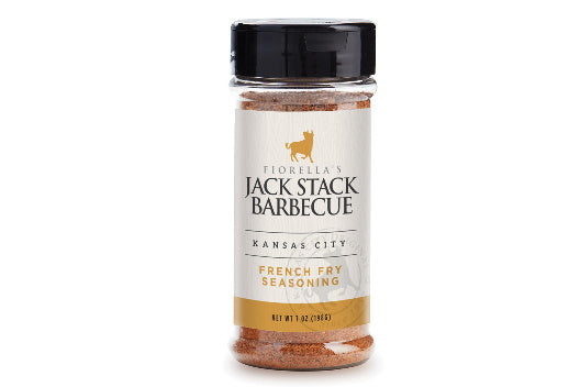Fiorella's Jack Stack Barbecue French Fry Seasoning jar on a white background