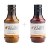 Two bottles of Fiorella's Jack Stack Barbecue sauce on a white background