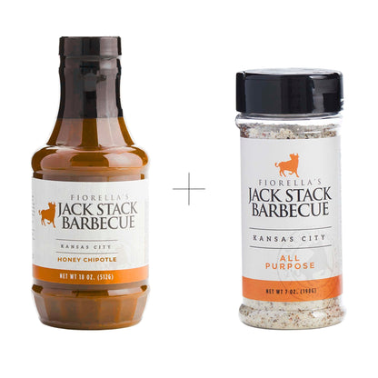 Two Fiorella's Jack Stack Barbecue products on a white background