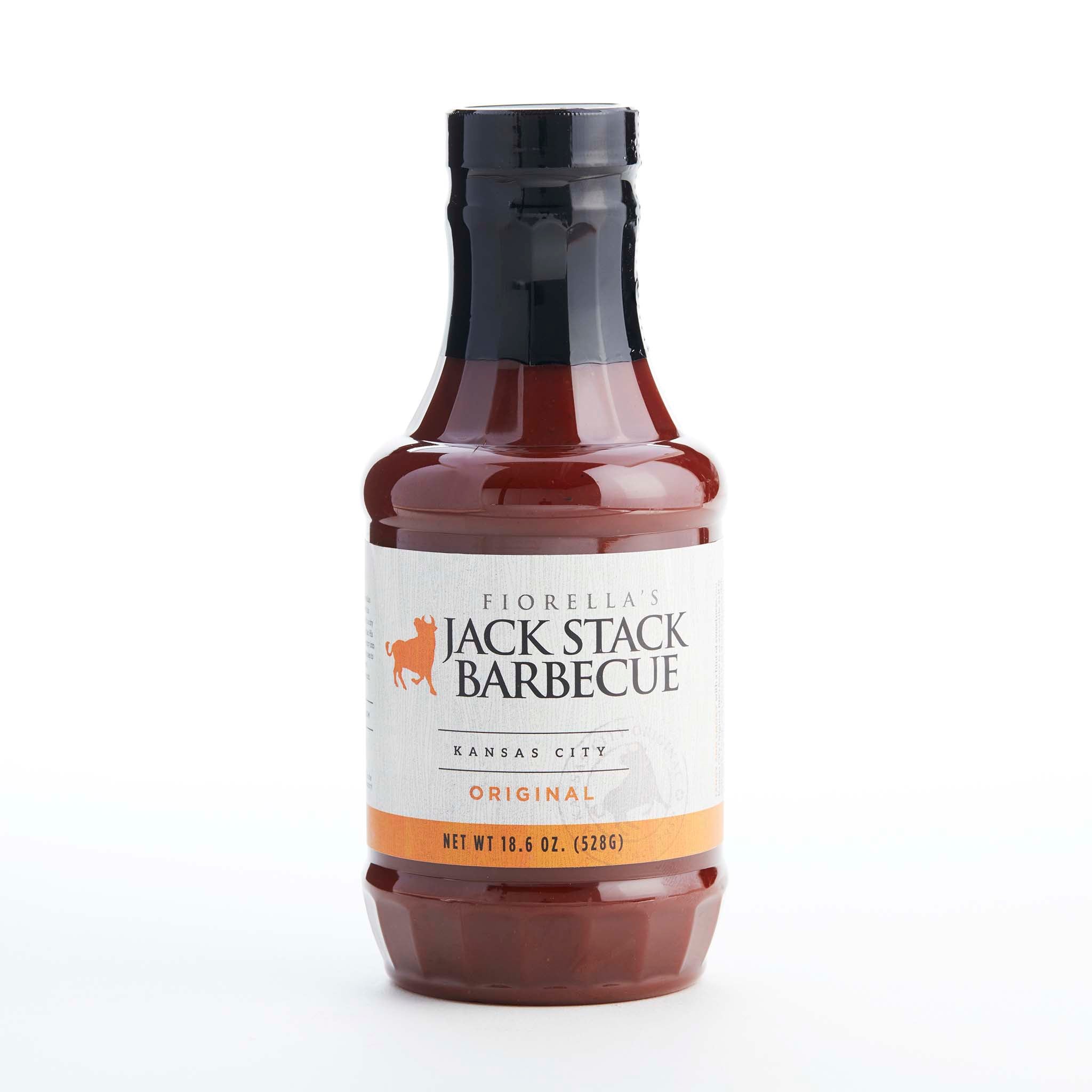 Bottle of Jack Stack Barbecue sauce on a white background